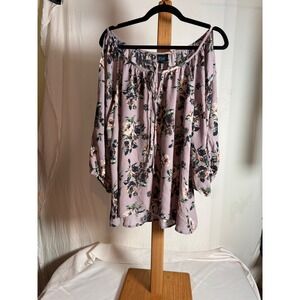 Rue21 Rue+ Mauve Floral Cold Shoulder Blouse Plus Size 2X Boho Peasant Top